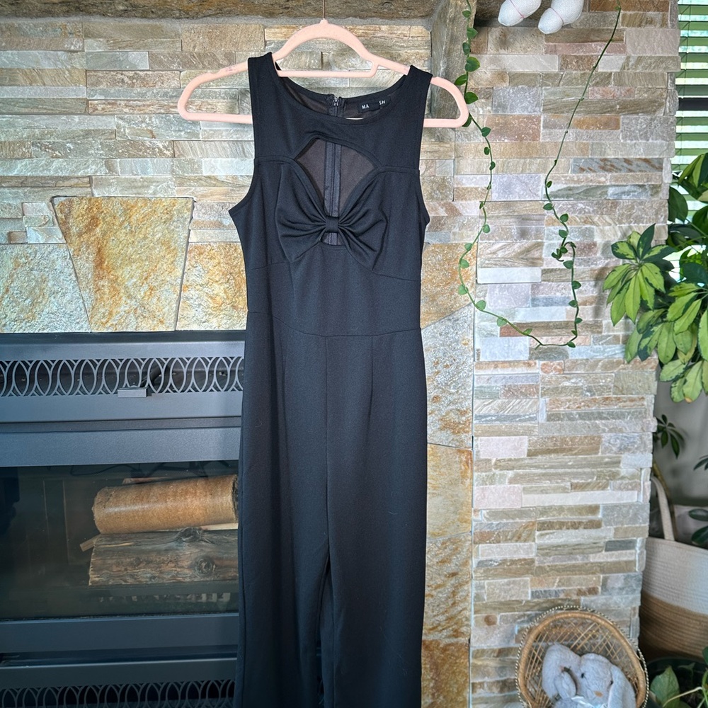 Max & Ash Adorable Black Bow Cutout Chest Jumpsuit - Cute & Classy